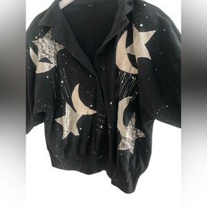 VTG 80s Embellished Stars & Moon Top- SWEATSHIRT- Large- L